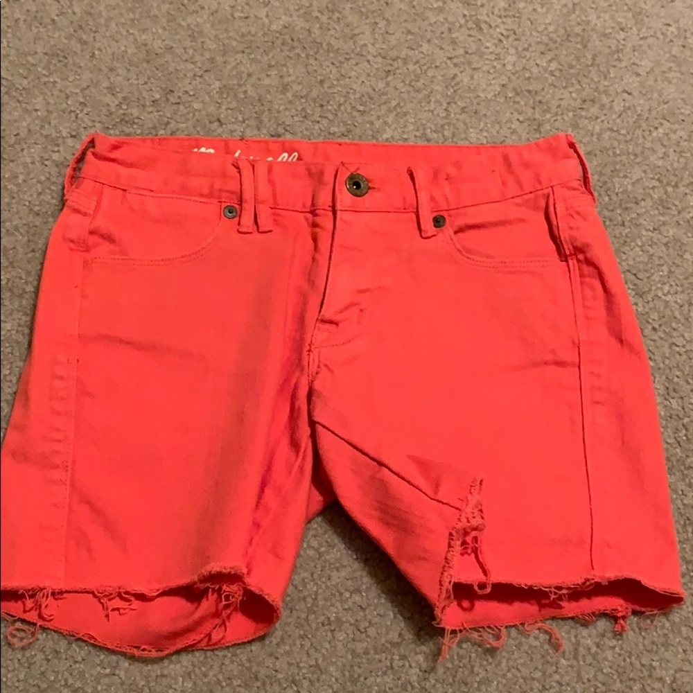 Red/orange madewell cutoff shorts